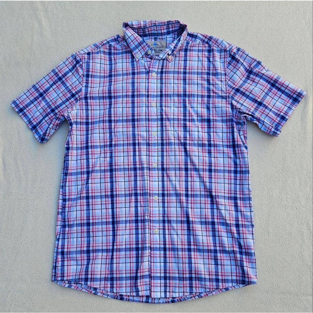 Saddlebred Men's Wrinkle Free Short Sleeve Plaid Button Up Shirt